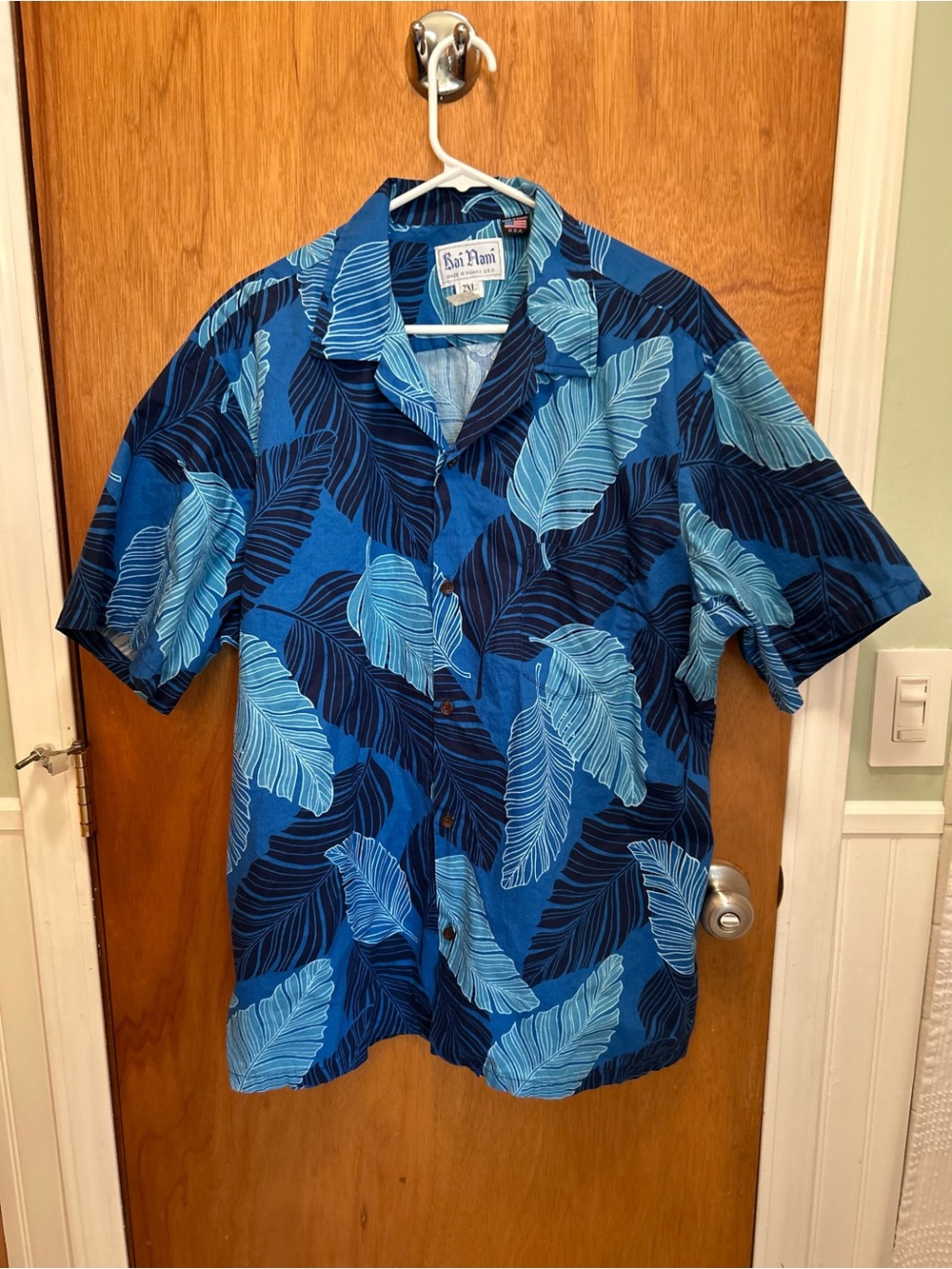 Vintage Kai Nani 2XL Hawaiian Shirt Cotton Made In Hawaii Blue